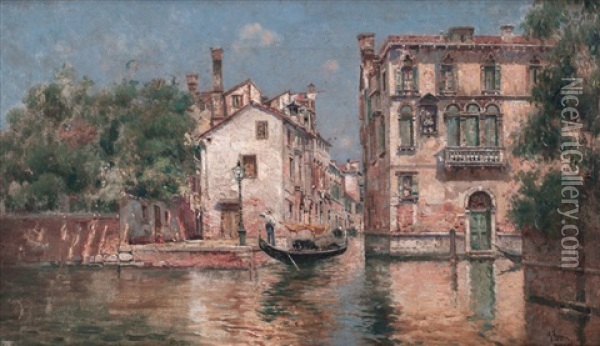 Canales De Venecia Oil Painting - Antonio Maria de Reyna Manescau
