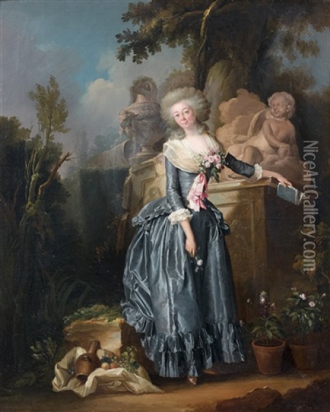 Portrait D'une Elegante Dans Un Parc Oil Painting - Henri Nicolas Van Gorp