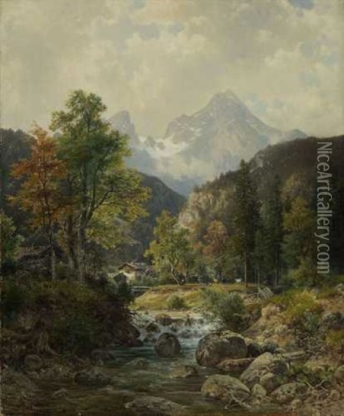 Bei Berchtesgaden Oil Painting - Ludwig Sckell