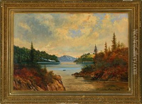 Inlet Scene On A Cloudy Autumn Day Oil Painting - Carl Ludwig Ferdinand Messmann