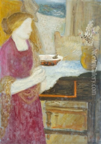 Woman At Table Oil Painting - Imre Amos