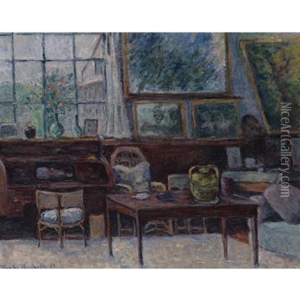 Atelier De Claude Monet A Giverny Oil Painting - Blanche Hoschede-Monet