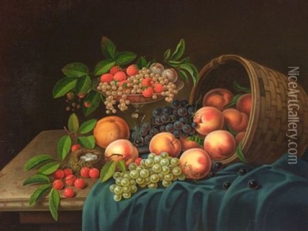 Ornate Still Life With Summer Fruits Oil Painting - George Forster