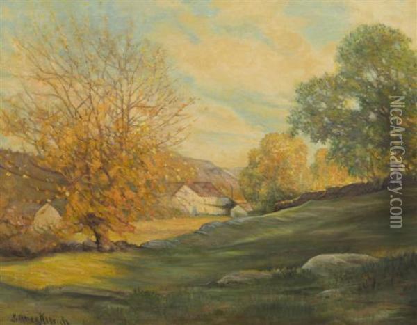 House In The Valley Oil Painting - George Ames Aldrich