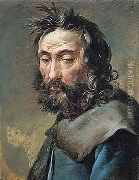 Portrait Of A Man, Head And Shoulders, And A Sketch Of An Allegorical Female Figure In The Background Oil Painting - Mauro Gandolfi