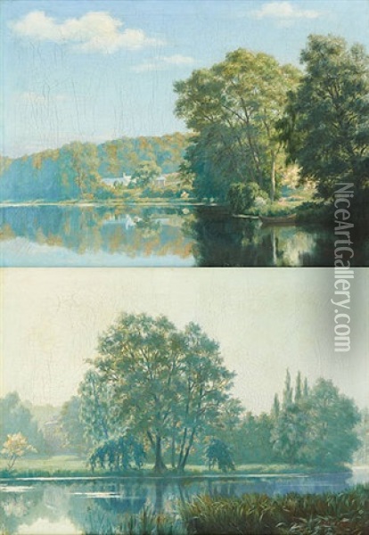 Bords De Riviere (2 Works) Oil Painting - Pierre Abattucci