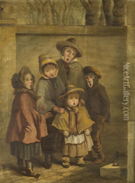 The Carollers Oil Painting - Hablot Knight (Phiz) Browne