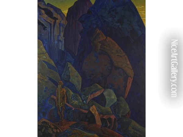 The Praying Stylite (ecstasy) Oil Painting - Nikolai Konstantinovich Roerich