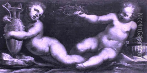 Putti Oil Painting - Giovanni Andrea Ansaldo