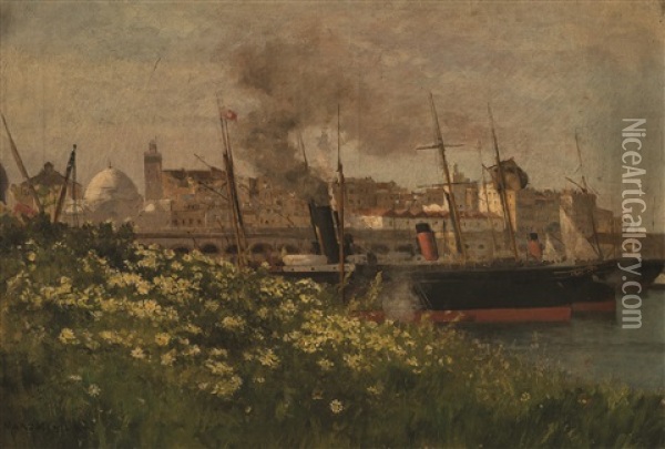 Port D'alger Oil Painting - Numa Marzocchi de Belluci
