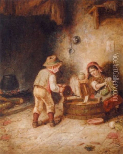 Spielende Kinder Oil Painting - Jerome-Martin Langlois