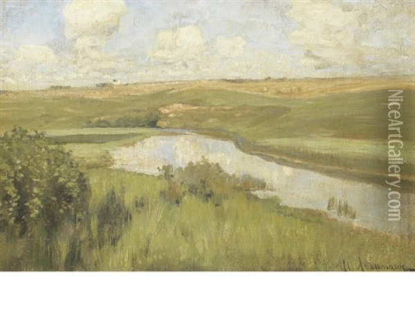 River Landscape Oil Painting - Isaak Levitan