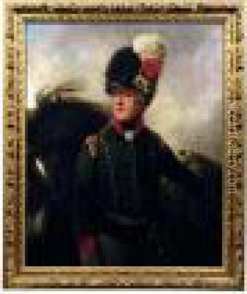 Portrait Of An Officer Of An Auxiliary Cavalry Regiment Oil Painting - Thomas Beach