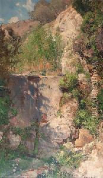 A Sunlit Gorge, Palestina Oil Painting - Eugen Felix Prosper Bracht