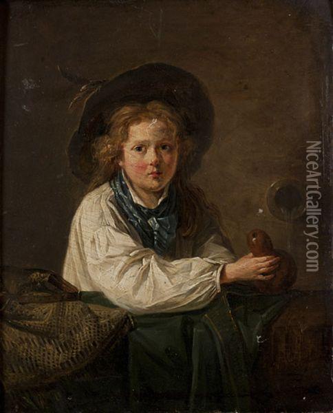 Jeune Pelerin Remplissant Sa Gourde Oil Painting - Marc-Antoine Bilcoq