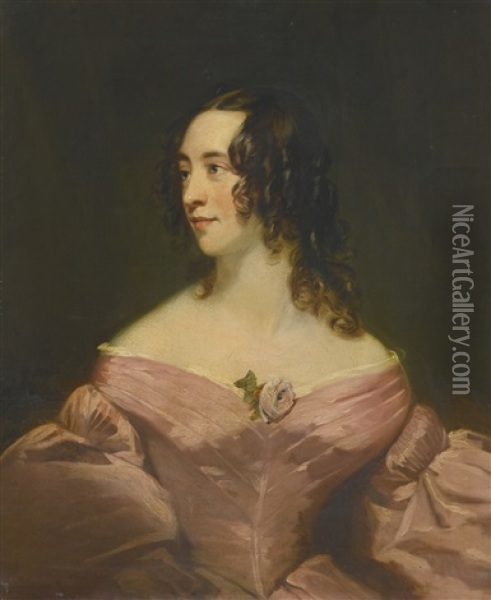 Portrait Of A Lady In Pink Oil Painting - Thomas Phillips