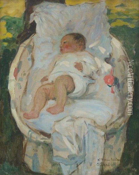 L'enfant Dans Son Berceau Oil Painting - Fernand Allard L'Olivier