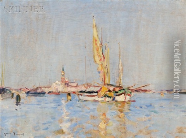 Venice Lagoon, Looking Toward San Giorgio Maggiore Oil Painting - Maurice Bompard