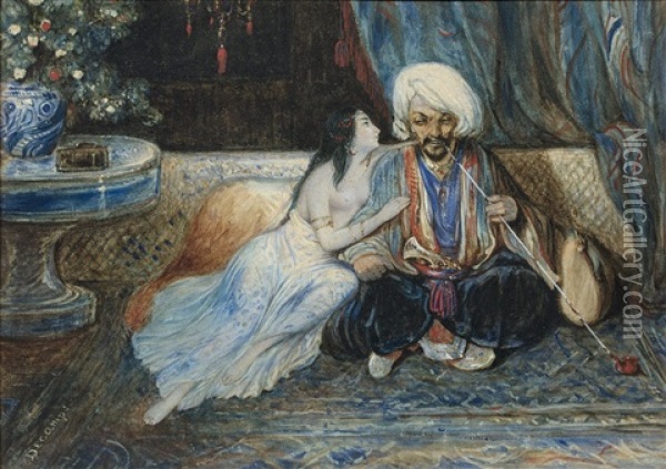 Boudoir Oriental Oil Painting - Alexandre Gabriel Decamps