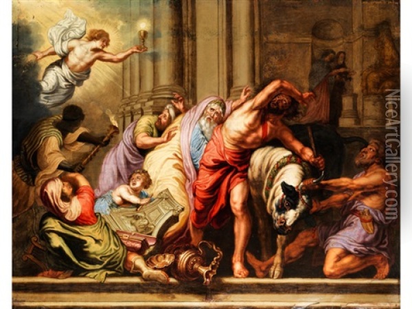 Das Christentum Uberwindet Das Antike Opferwesen Oil Painting - Theodore Boyermans