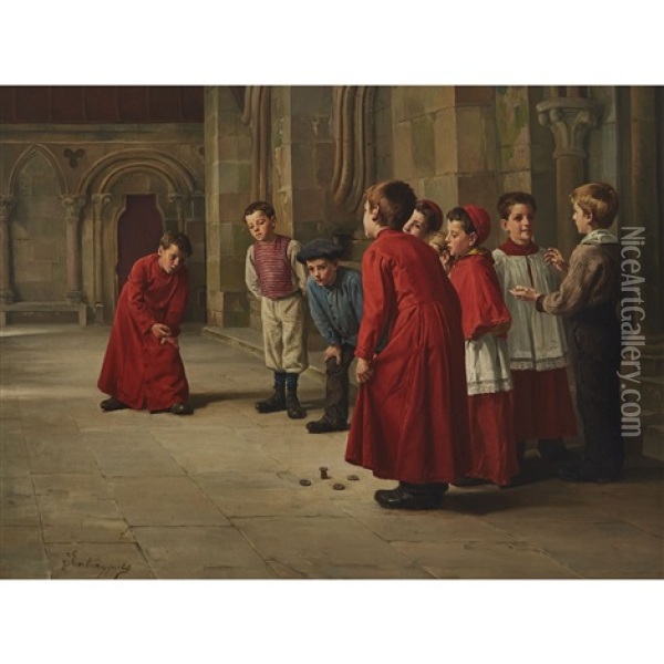 The Choir Boys Oil Painting - Charles Bertrand d' Entraigues