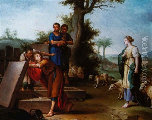 Jacob Et Rachel Au Puits Oil Painting - Konrad Huber von Weissenhorn