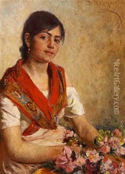 Nannina, En Neapolitansk Blomstersaelgerske Oil Painting - Peder Severin Kroyer