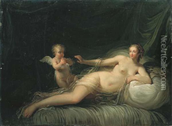 Venus Et L'amour Oil Painting - Nicolas Rene Jollain