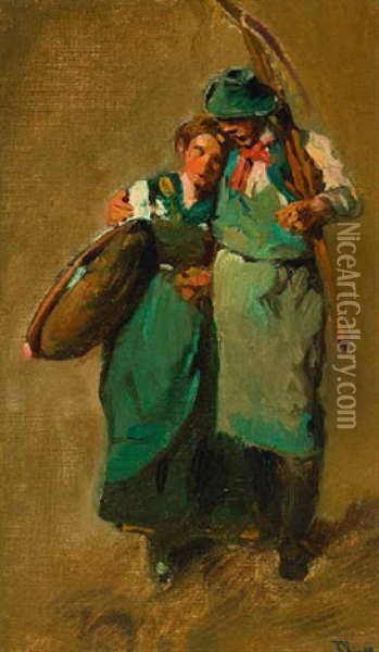 Heimkehrendes Bauernpaar (study) Oil Painting - Karl Raupp