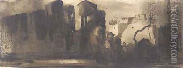 Ruins in an imaginary landscape Oil Painting - Victor Hugo