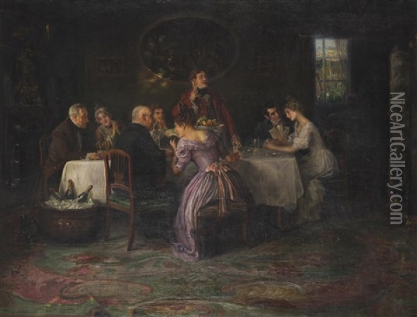 The Wedding Feast Oil Painting - Jan Skramlik