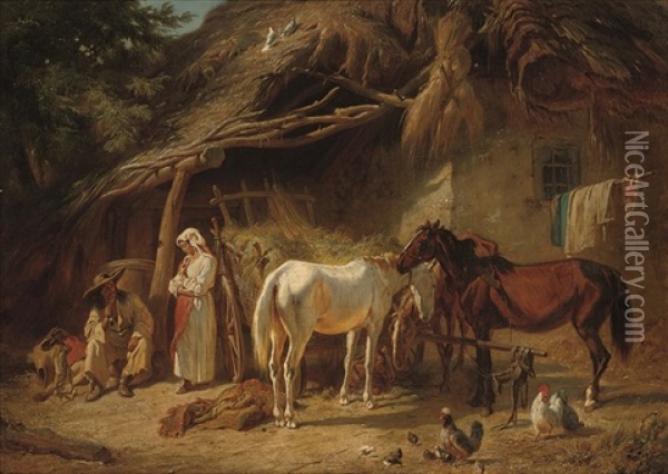 Home From The Fields Oil Painting - Benno Raffael Adam