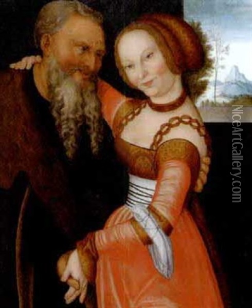 Der Verliebte Alte Oil Painting - Lucas Cranach the Elder