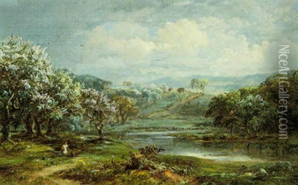 Spring At Chenango Valley, New York Oil Painting - Jasper Francis Cropsey