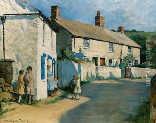 The Village Street, Newlyn Oil Painting - Stanhope Alexander Forbes