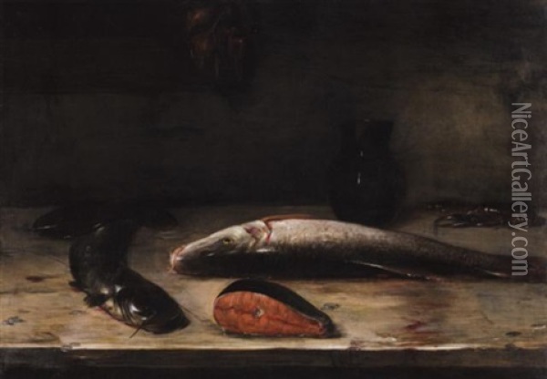 Still Life With Fish And Jug Oil Painting - Nicolai Vokos