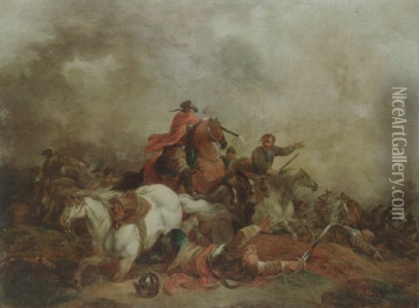 A Cavalry Battle Oil Painting - Francesco Giuseppe Casanova