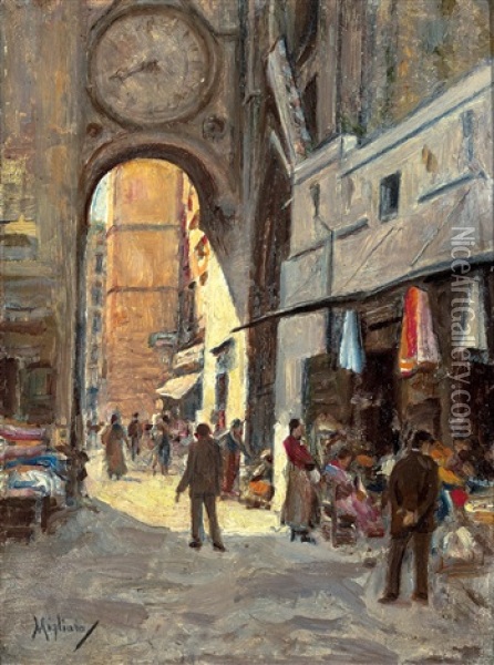 Arco Di Sant'eligio,  Naples Oil Painting - Vincenzo Migliaro