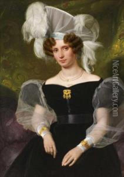 Portrat Frau Von Schenk(?) Oil Painting - August Riedel