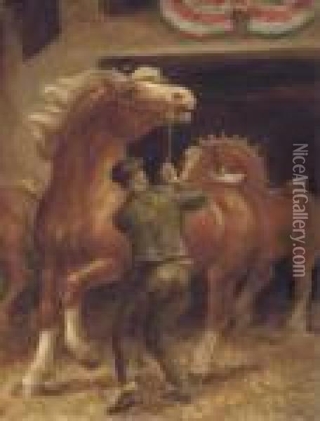 Belgian Stallions Oil Painting - John Steuart Curry