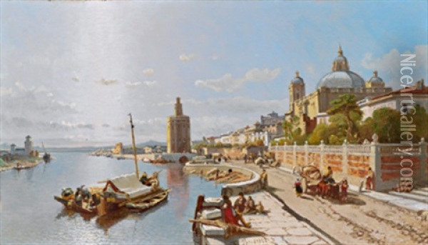 Motiv Aus Sevilla Oil Painting - Francois Antoine Bossuet