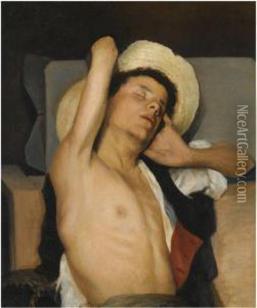 Young Boy Oil Painting - Georg Jakobides