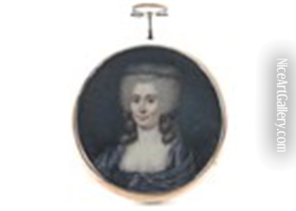 Portrait Miniature Of La Comtesse De Bloud Nee Comtesse De Launay Oil Painting - Pierre Rouvier