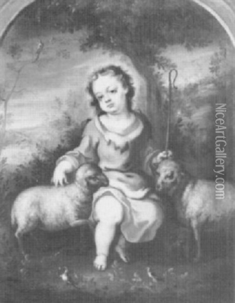 Christ The Good Shepherd Oil Painting - Bartolome Esteban Murillo