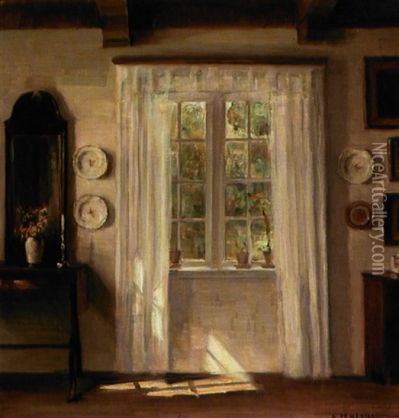 Solskin I Stuen Oil Painting - Carl Vilhelm Holsoe