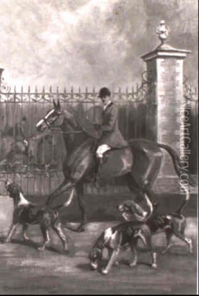 The Joint Master Of The Fitzwilliam Hunt At Home -          Thornhaugh Oil Painting - Cuthbert Bradley