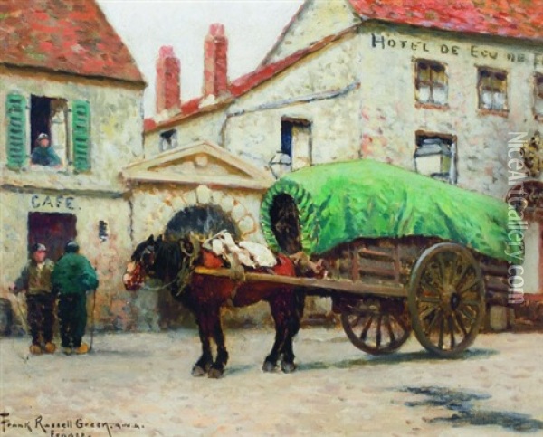 Outside A Cafe In France Oil Painting - Frank Russell Green