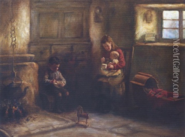 Hot Porridge Oil Painting - Henry John Dobson