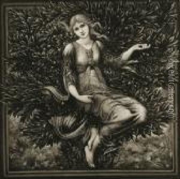 A Nymph Oil Painting - Sir Edward Coley Burne-Jones