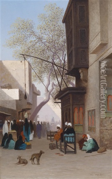 Orientalische Strasenszene Oil Painting - Charles Theodore (Frere Bey) Frere